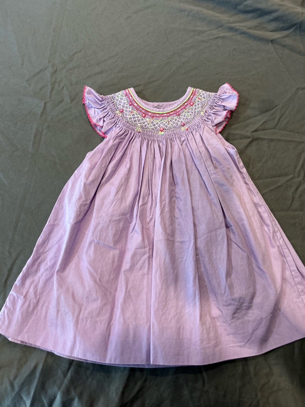 Petit Ami Lavender Dress with Pink Trim